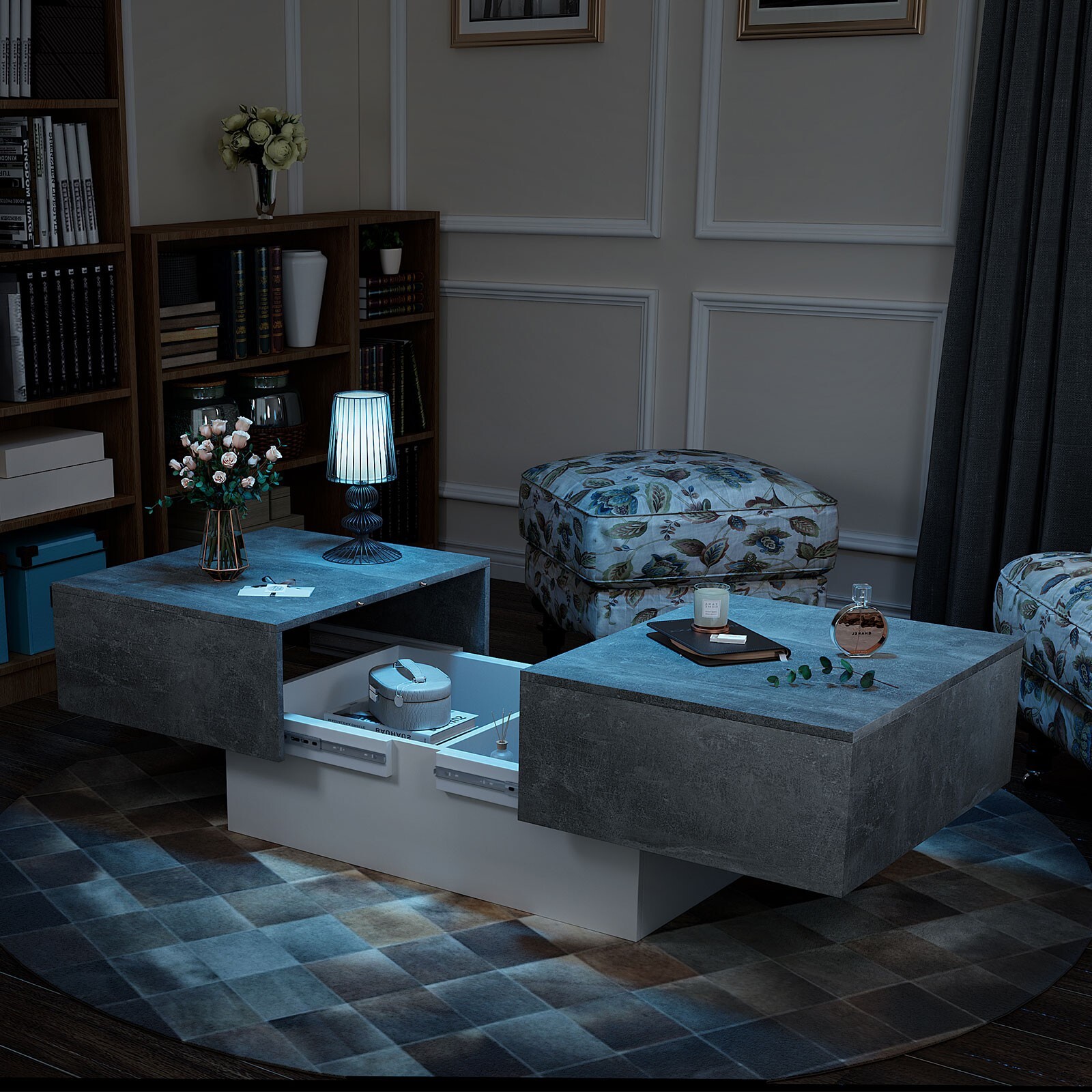 Coffee Table with Large Storage for Living Room Modern Center Table Rectangular