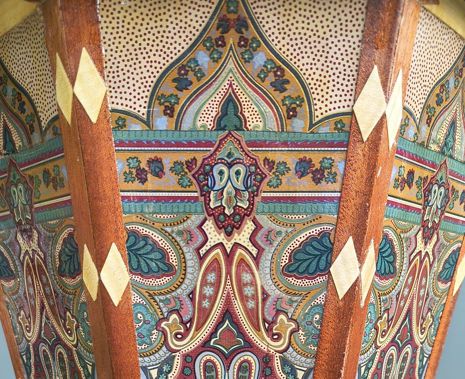 Unique Moroccan Wood Side Table – Hand-Carved Artisan Geometric Design 23″x17″