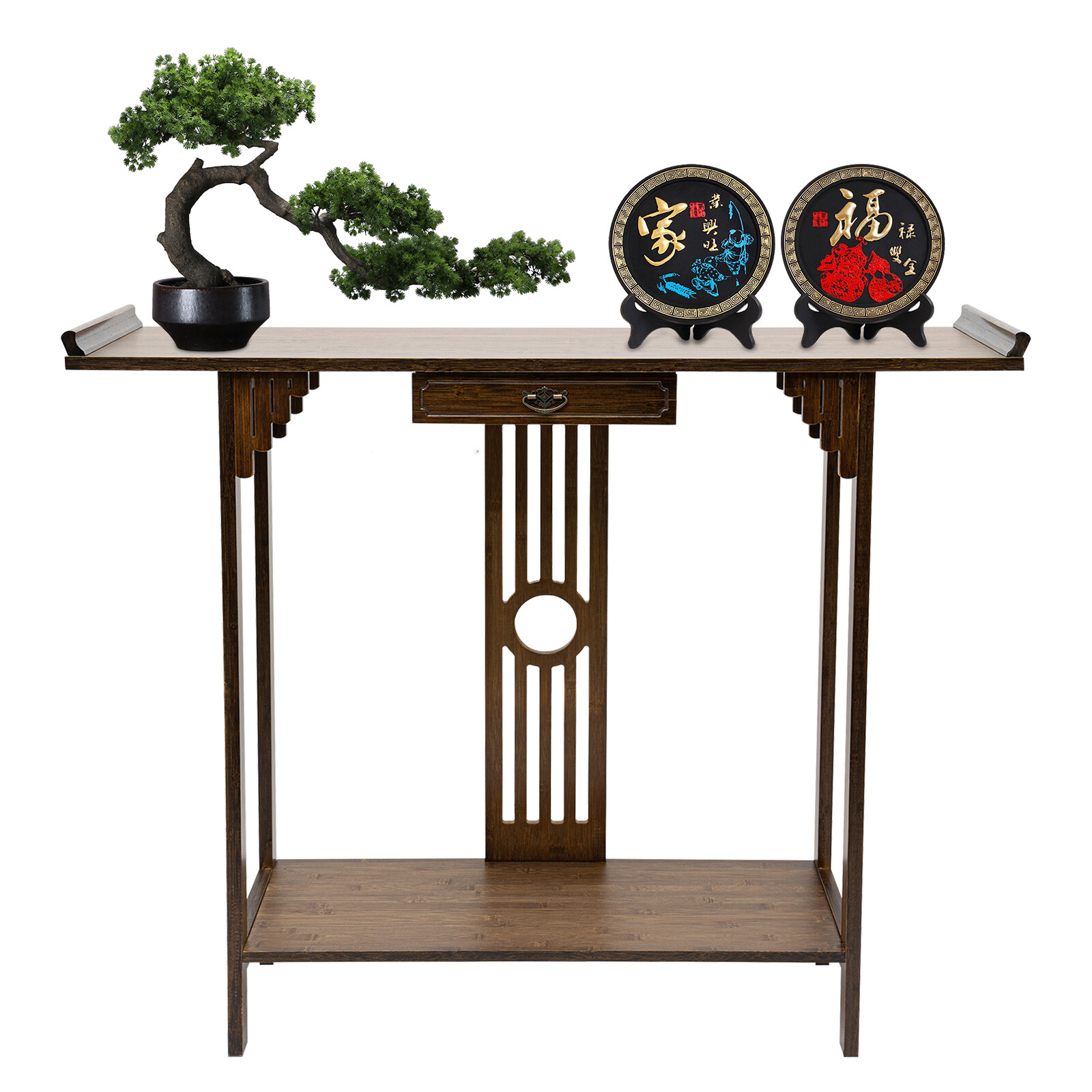 2-Tier Narrow Sofa Table Console Table with Storage Shelves for Hallway Entryway