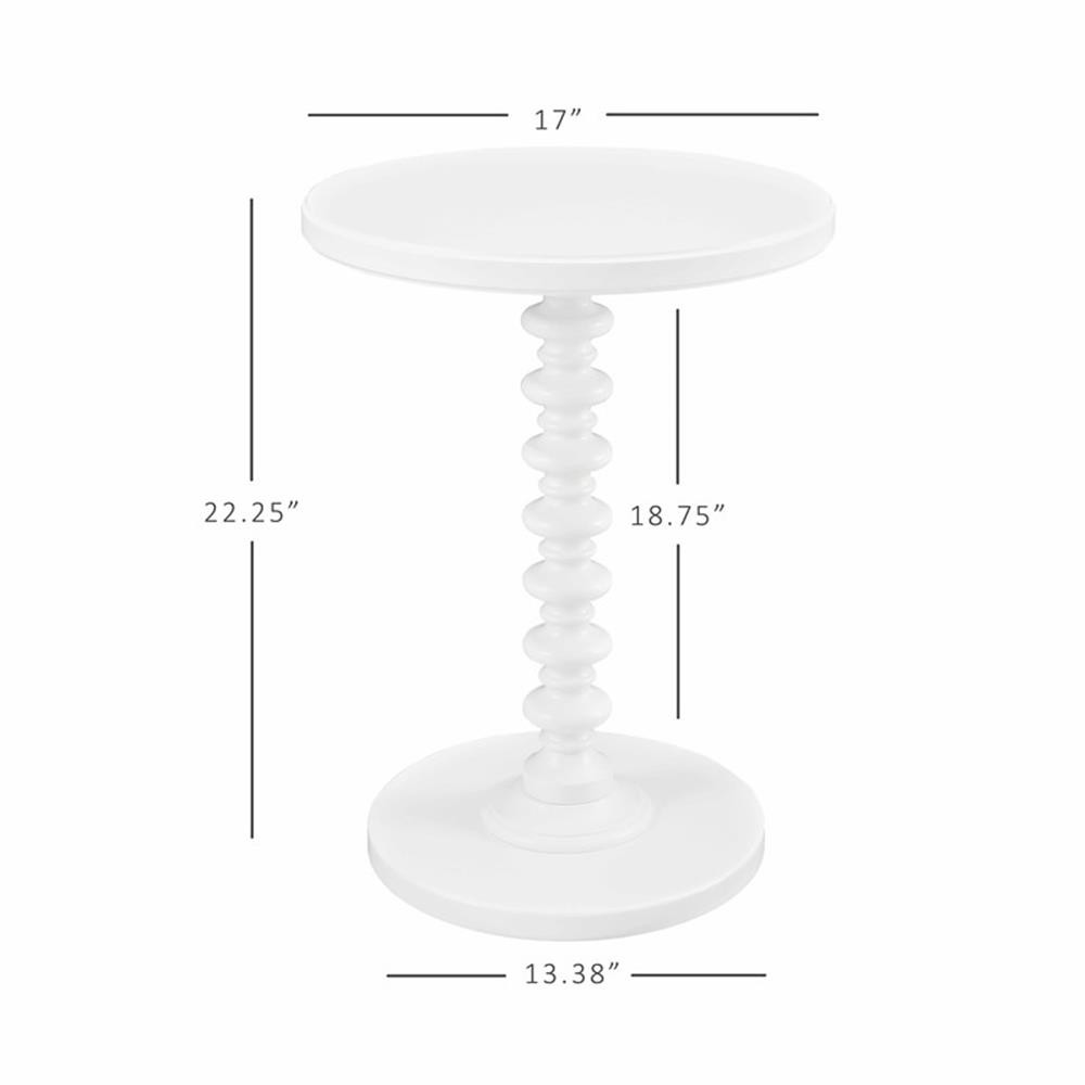 Linon Spectrum 17″ Round Spindle Accent Table in White Painted Wood