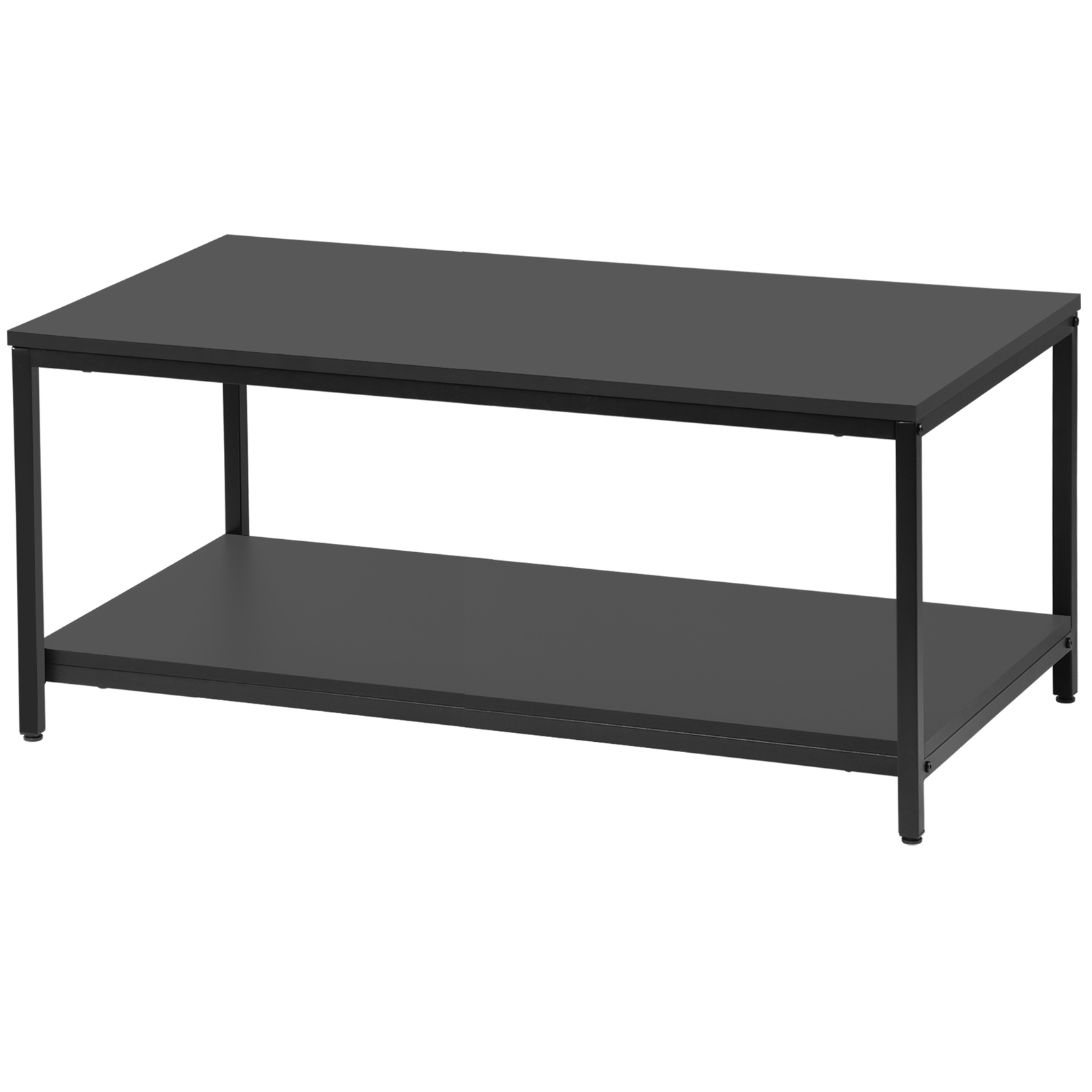 Quick Assembly All Black Coffee Table With Dual Tier Design For Elegant Homes