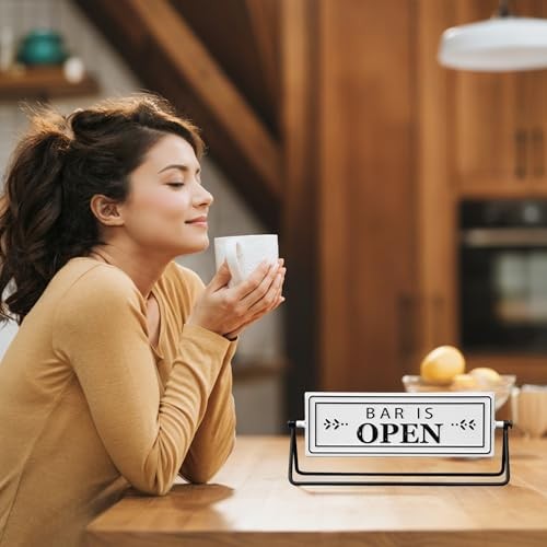 Swivel Bar is Open Closed Sign, Handmade Metal Tabletop Decor for Kitchen or