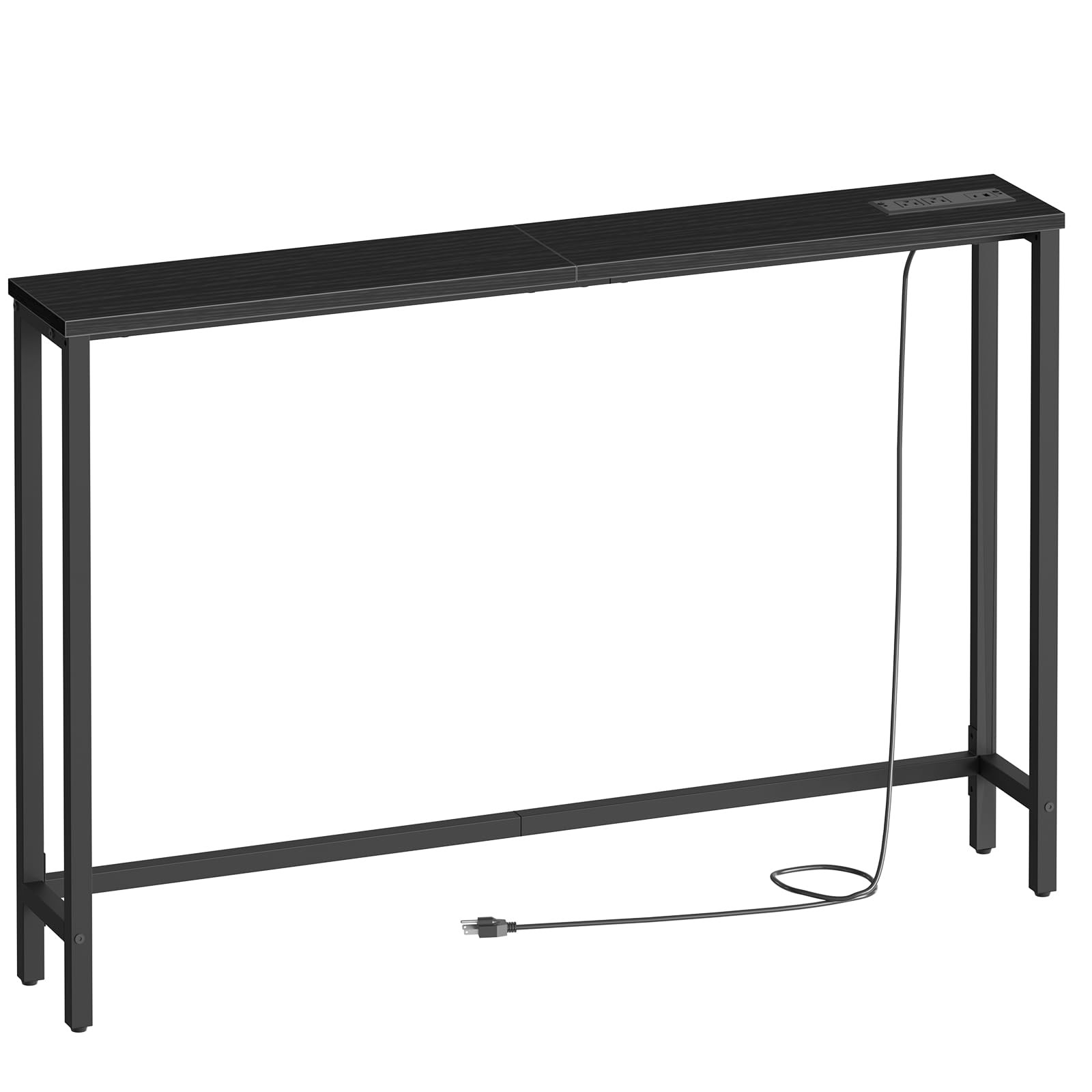 HOOBRO 47.2″ Narrow Console Table with Power 47.2″L x 5.9″W x 31.5″H, Black