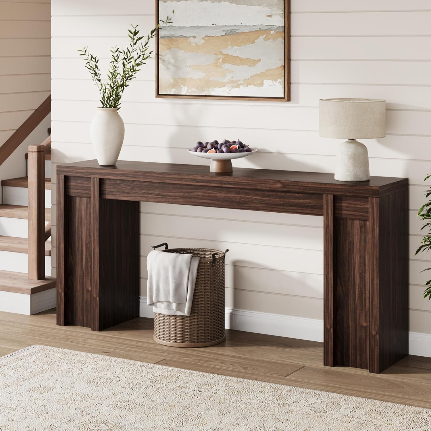 71″ Entryway Table, Wooden Farmhouse Console Table, Long Sofa Table Behind Couch