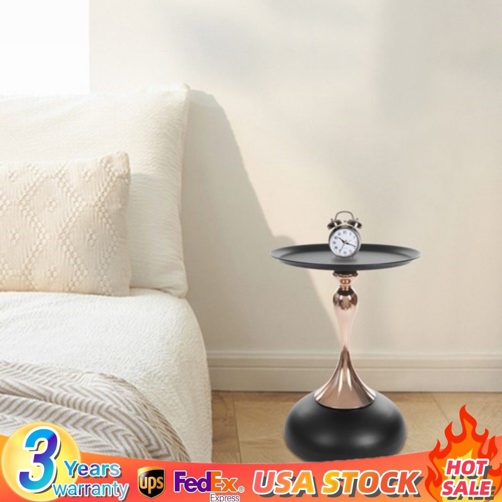 Round Side Table Metal Sofa Small End Table Drink Table for Living Room Bedroom