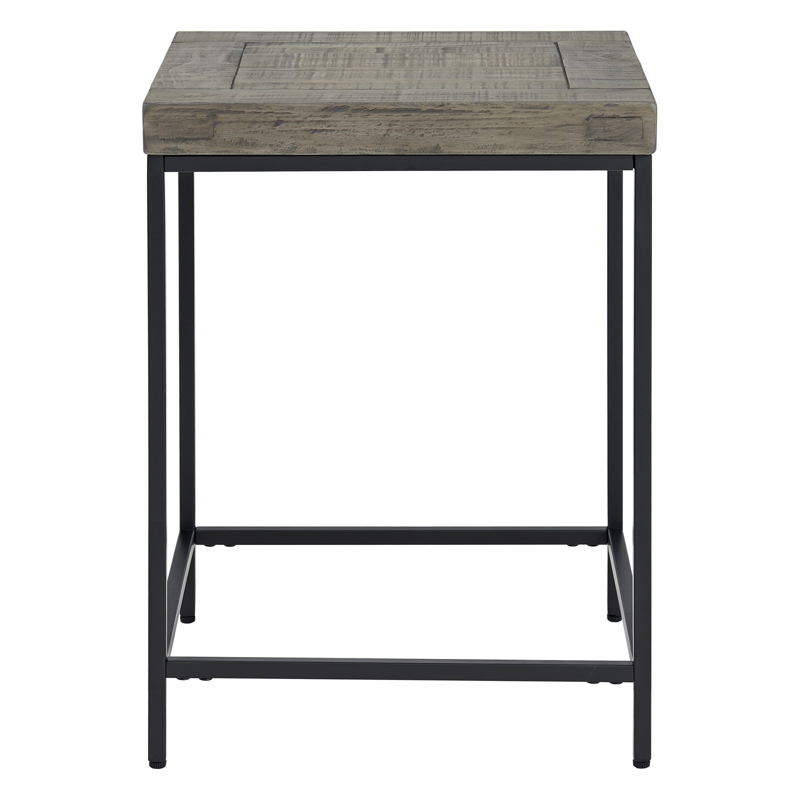 End Table Industrial Modern Side Table Wood Top Metal Frame for All Room, Gray