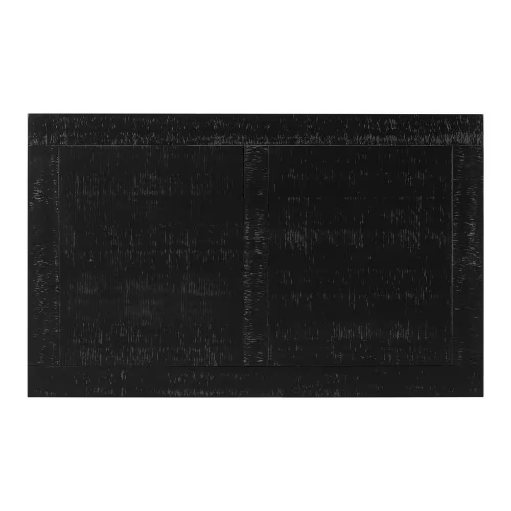 Rustic 43.5 In. Black Rectangle Solid Wood Coffee Table with Storage Shelf, Arti