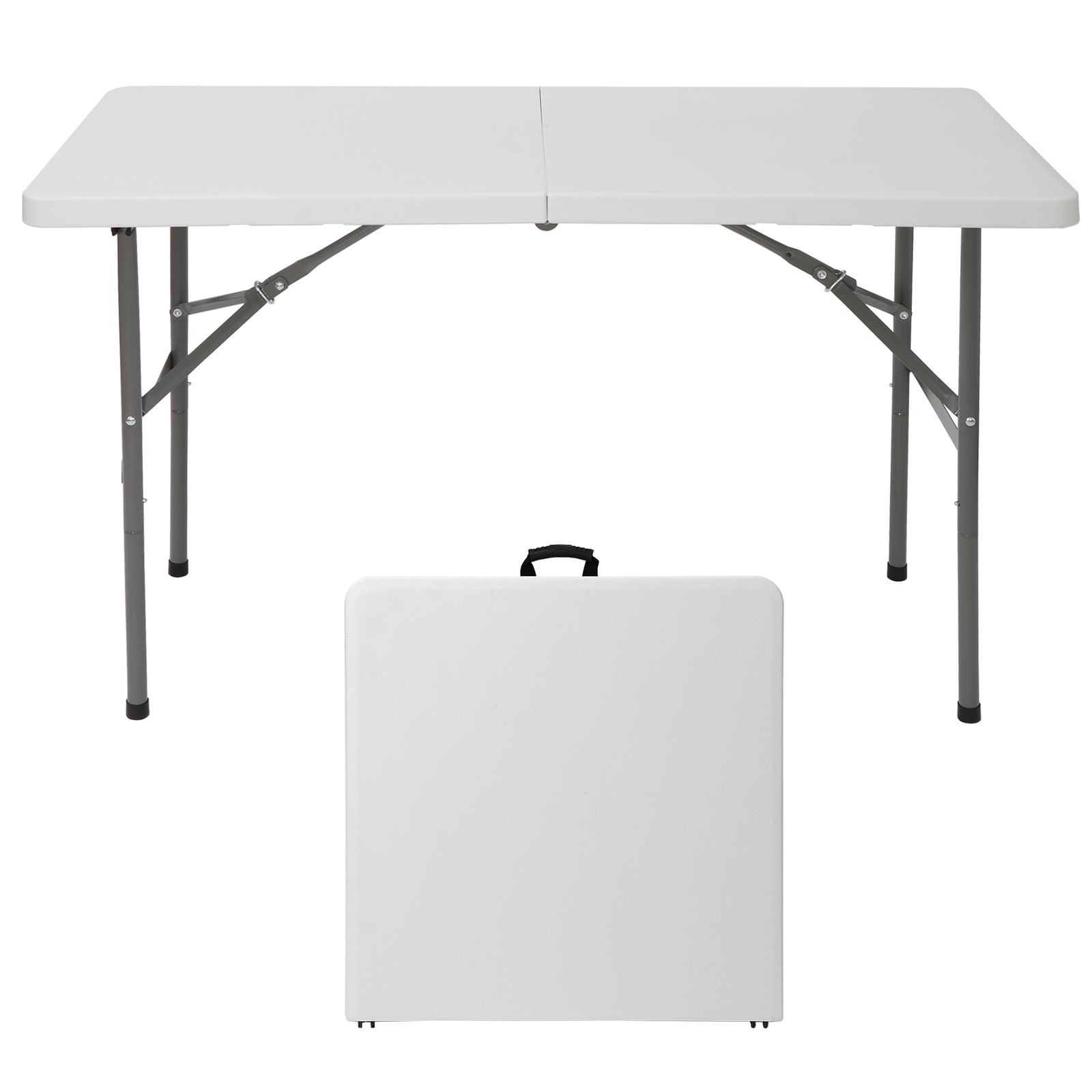 2PCS 4FT Foldlable Table Durable w/Carry Handle Picnic Party Camping Desk White