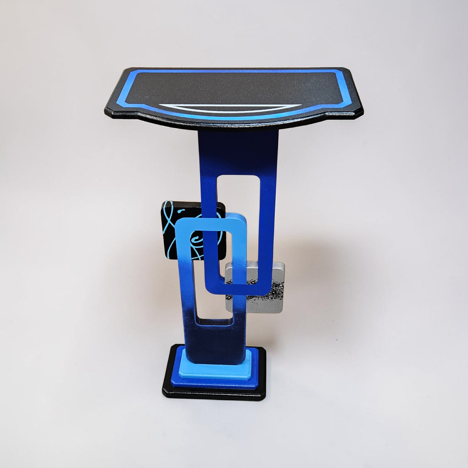 Cobalt Blue Abstract table, Contemporary modern accent end table, 30″ by Art69