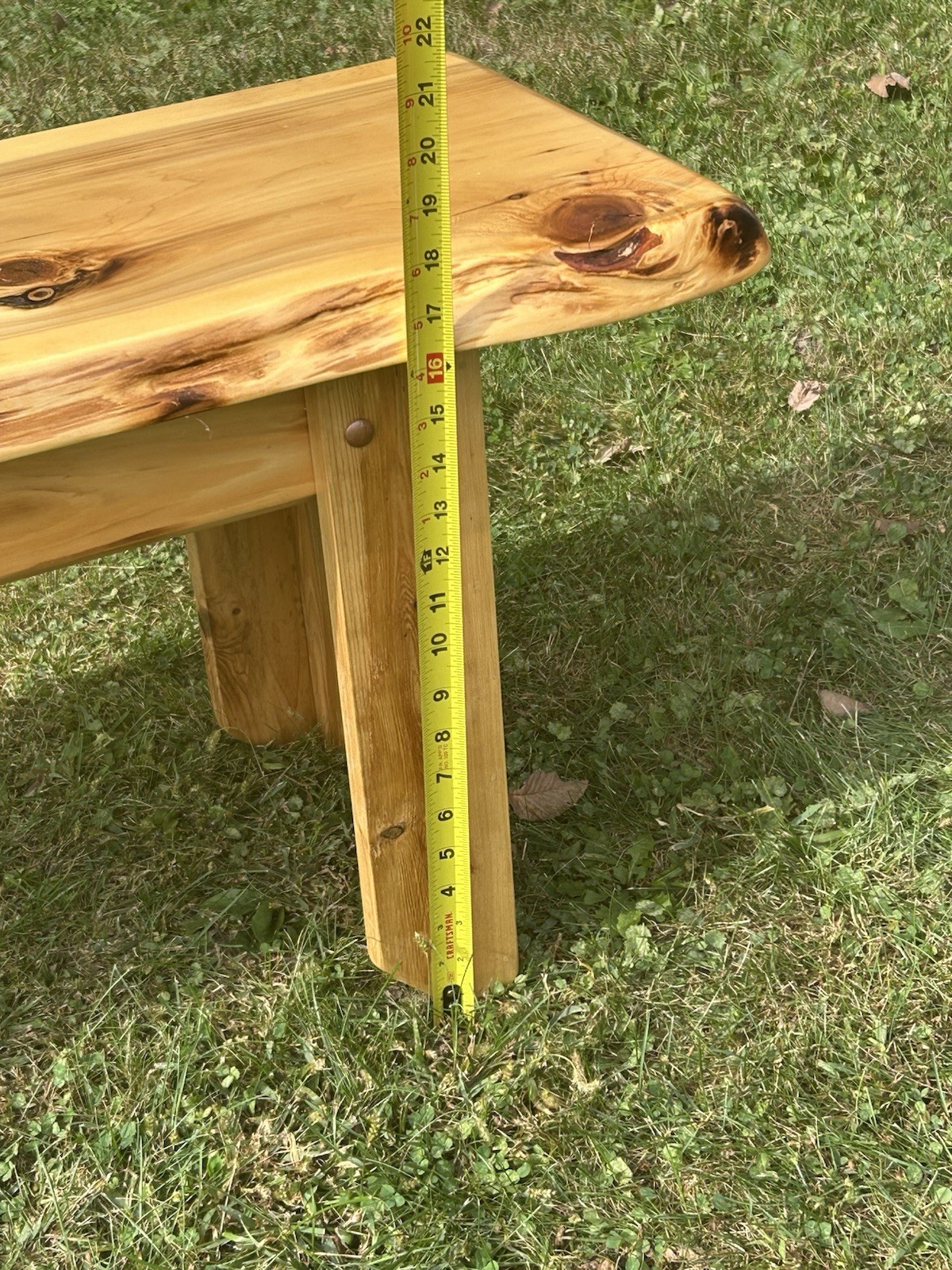 Thick Live Edge Coffee Table Bench Natural Light Finish Northern White Cedar CTA