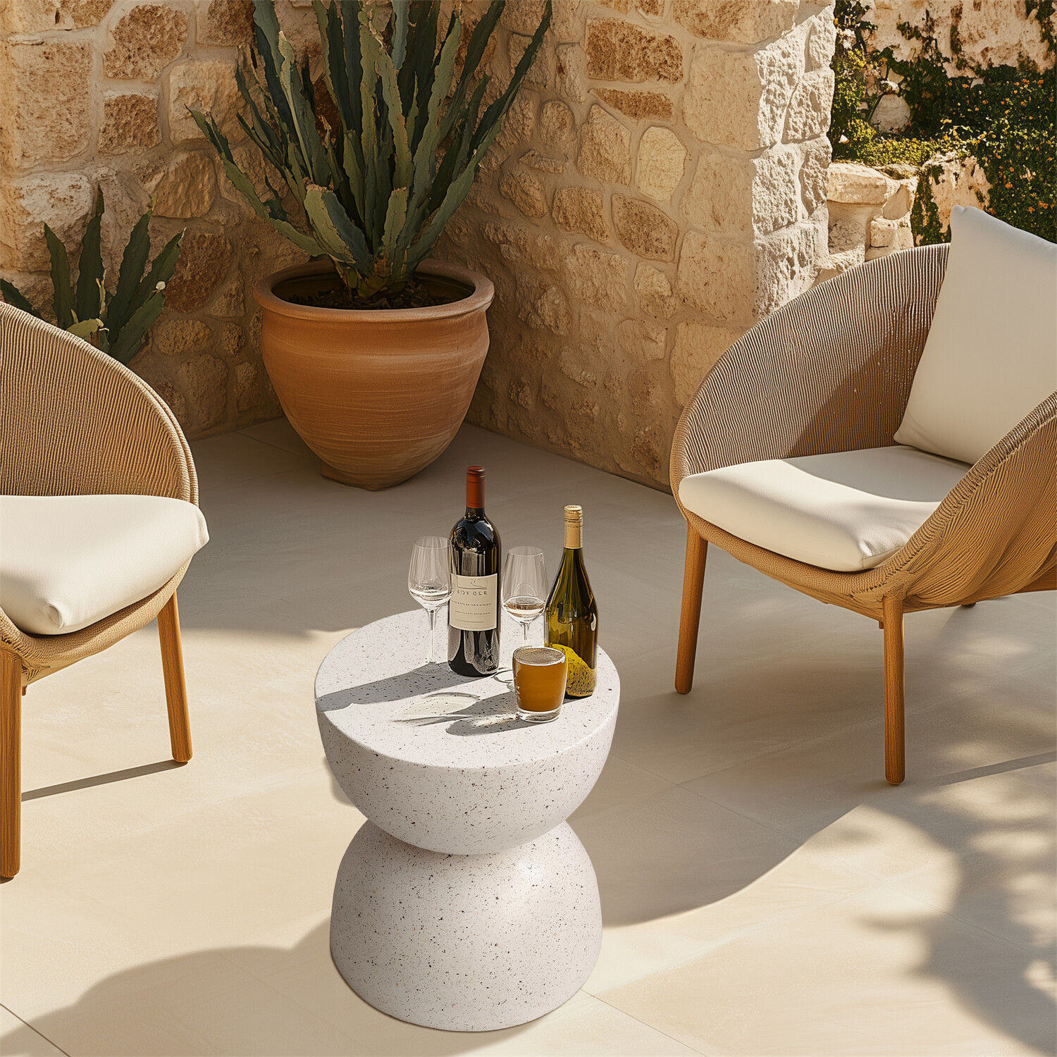 Unique Outdoor Concrete Side Table for Living Room Bedroom End Table Plant Stand