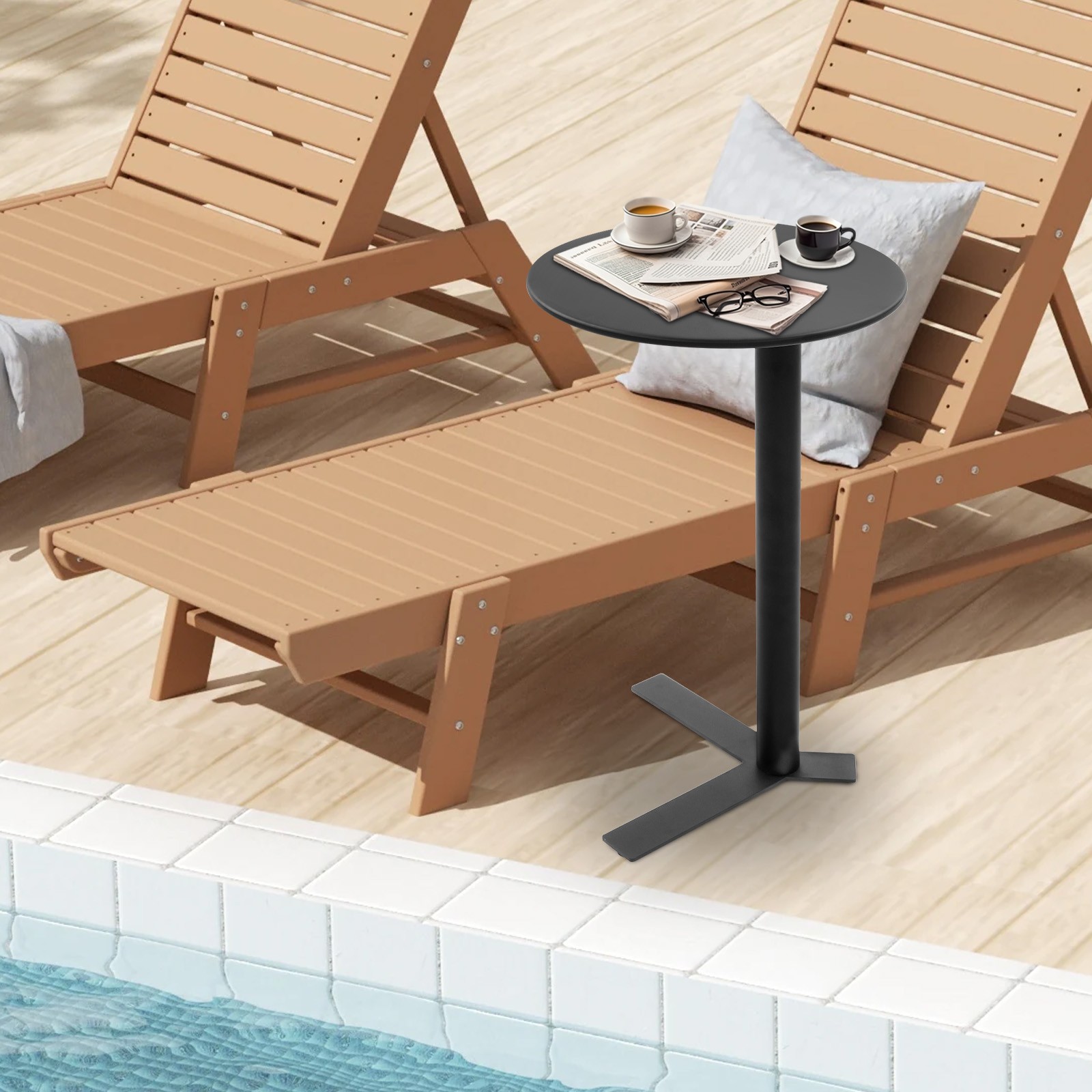 Black Round Side Table With Y-Shaped Base for Small Spaces and Modern Decor