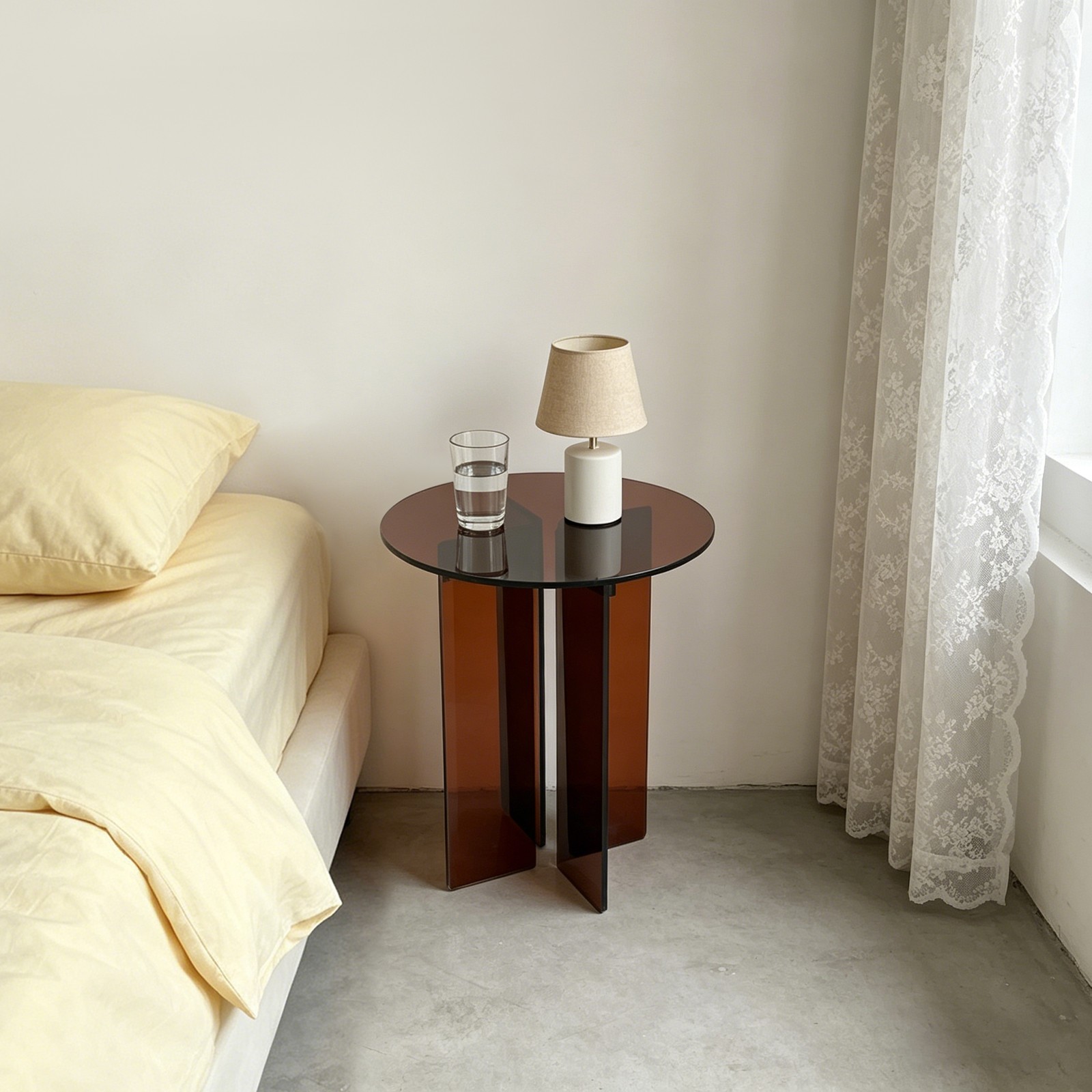 15.7in Minimalist Acrylic Coffee Table Round Side Table for Living Room, Office