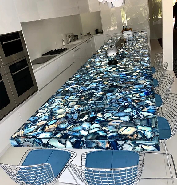 Blue Agate Coffee Table – Handcrafted with Unique Natural Stone Design