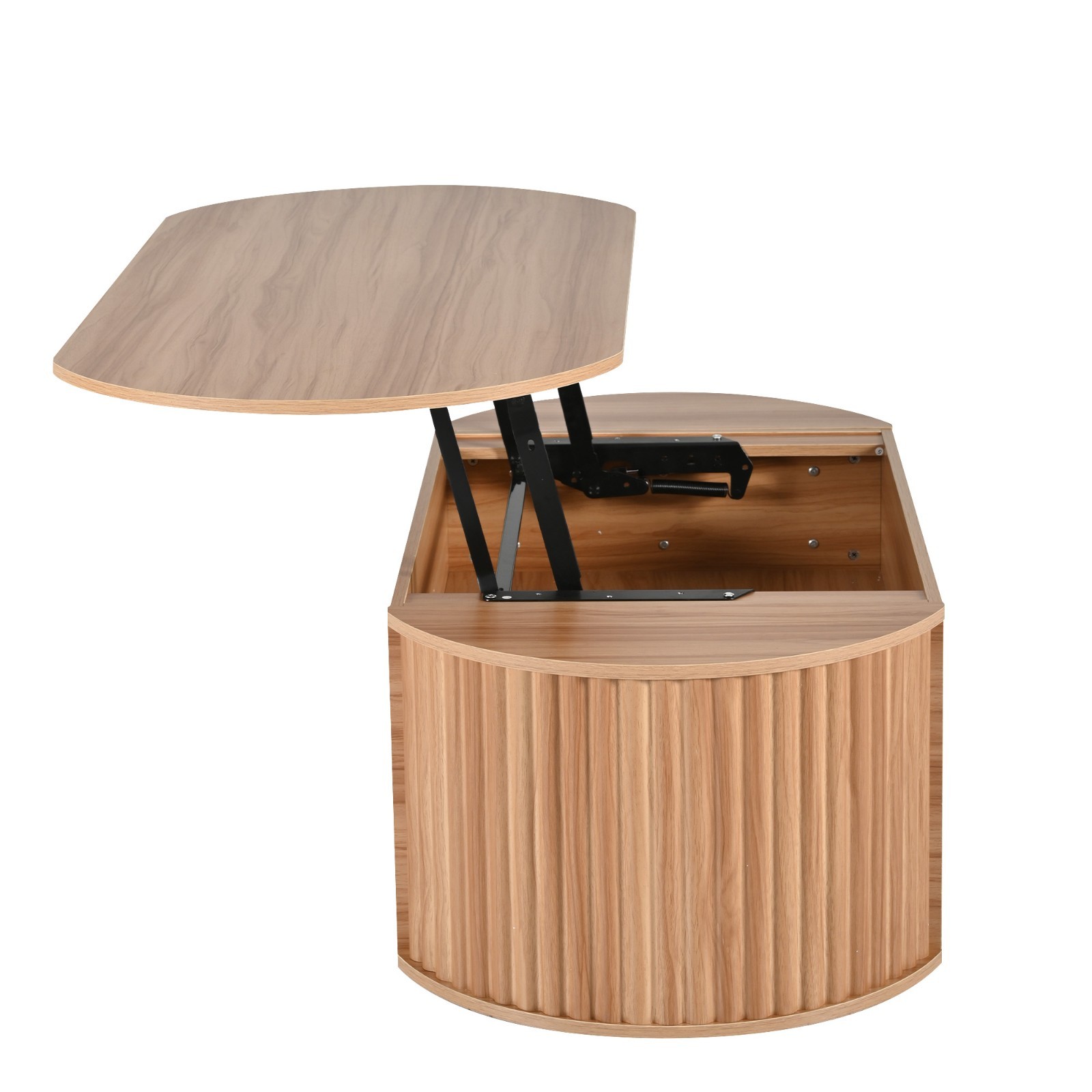 Modern Oval Lift-Top Coffee Table Center Table w/ Hidden Storage For Living Room