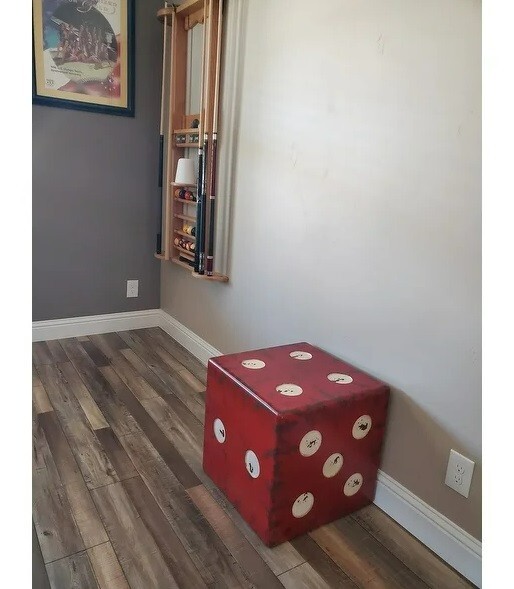 Table Accent Dice End Red Stool Vegas Aged Farmhouse Rubbed Roll Decor Side Foot