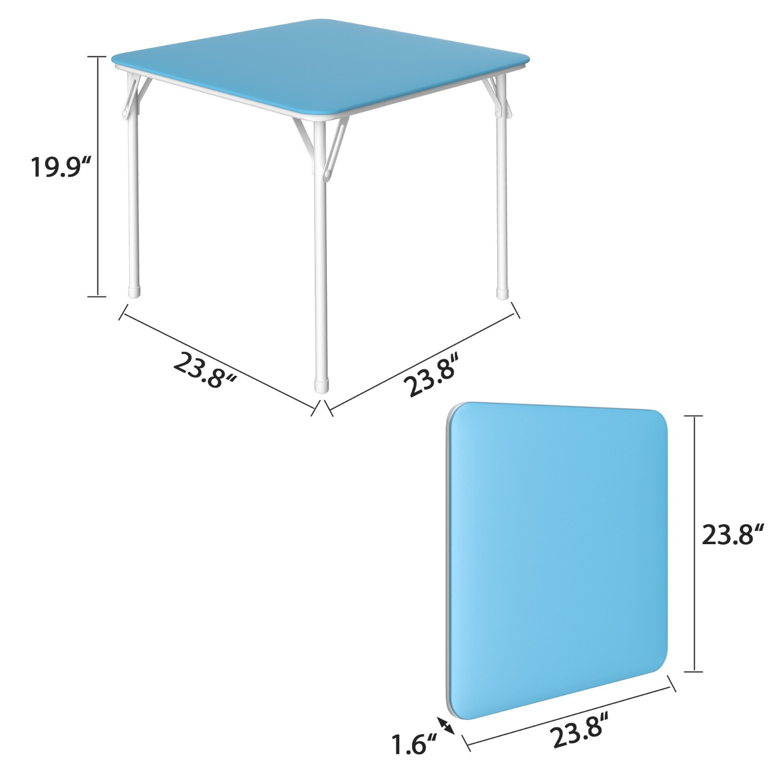 24” Kids Folding Card Table, Portable w/Soft PU Padded Cushion Living Room Blue