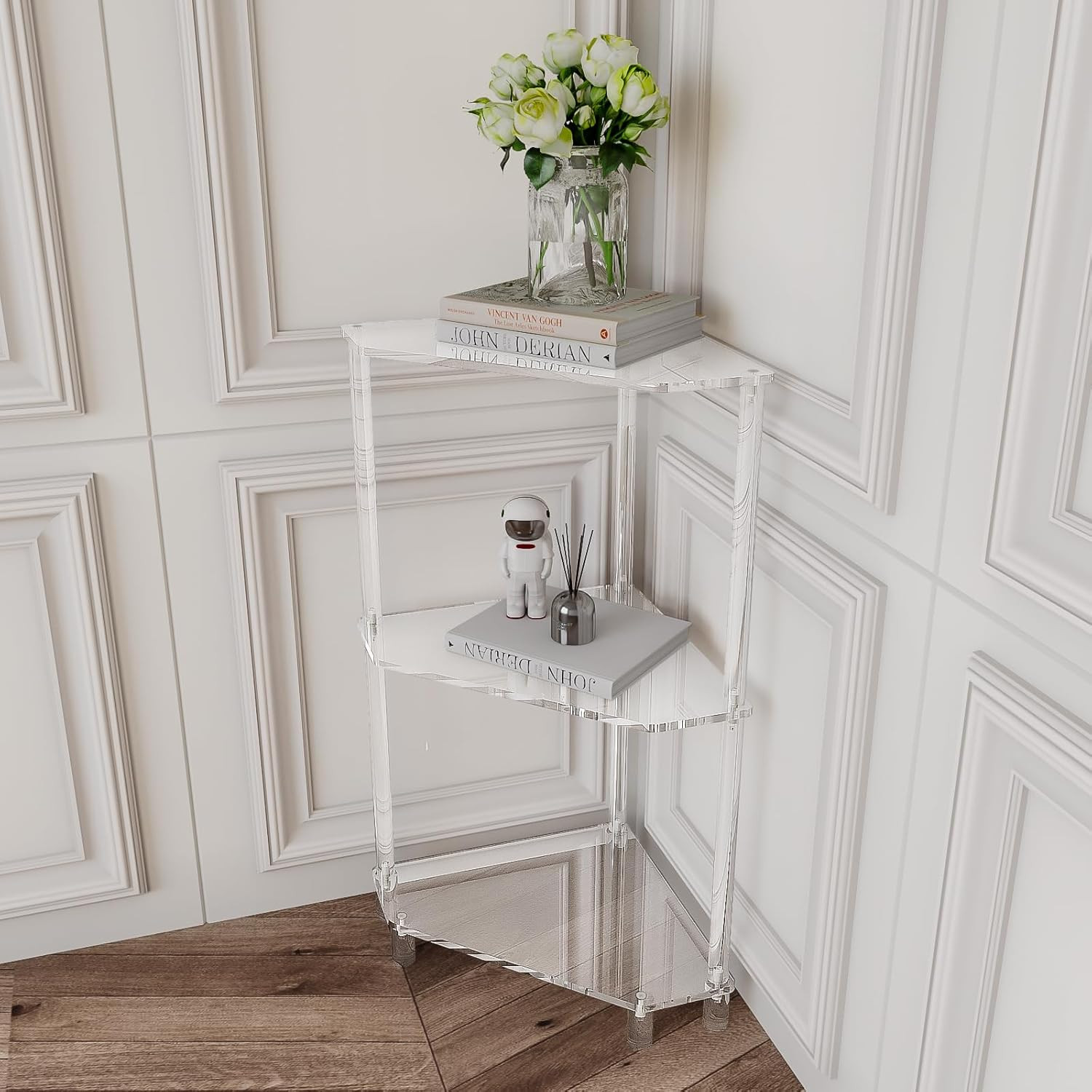 Stylish Acrylic 3-Tier Corner Side Table for Any Room – 11.8” x 26