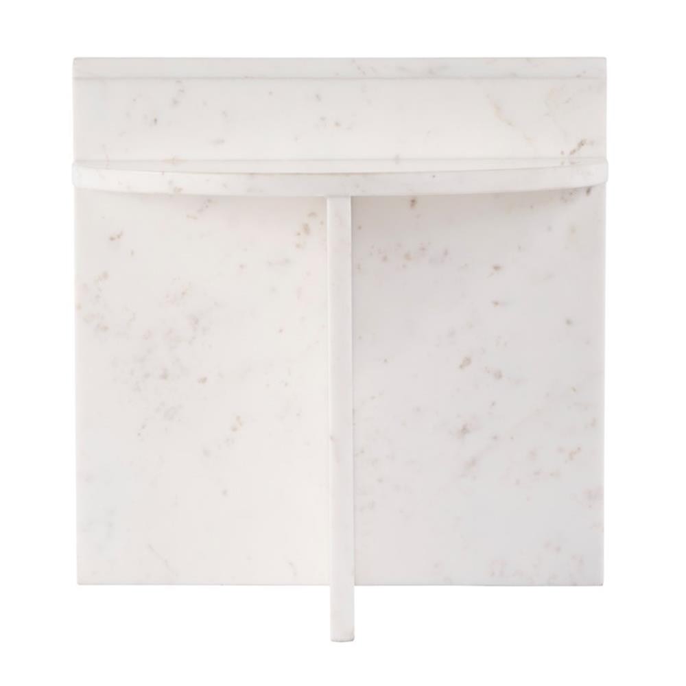 Pemberly Row Set of 2 19.5″W Round Marble Accent Tables in White