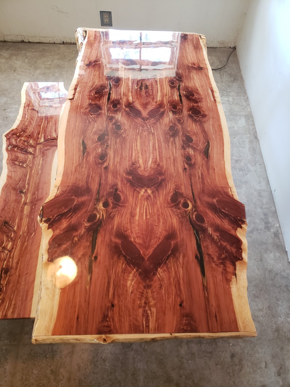 Live Edge Cedar Epoxy Table& bench