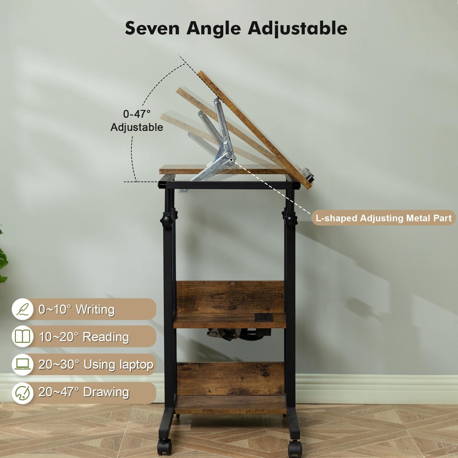 Hadulcet Adjustable C 15.8 inches x 31.5 x 33.5 inches, Romantic Brown