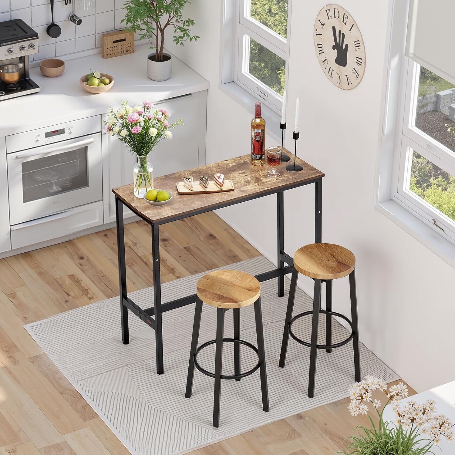 Rustic Industrial High Top Pub Table – Easy Assembly, 39×16 in for Stylish Homes