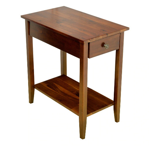 End Solid Mahogany Wood Table Acacia Recliner Stopper 23 in 1-Drawer Brown New