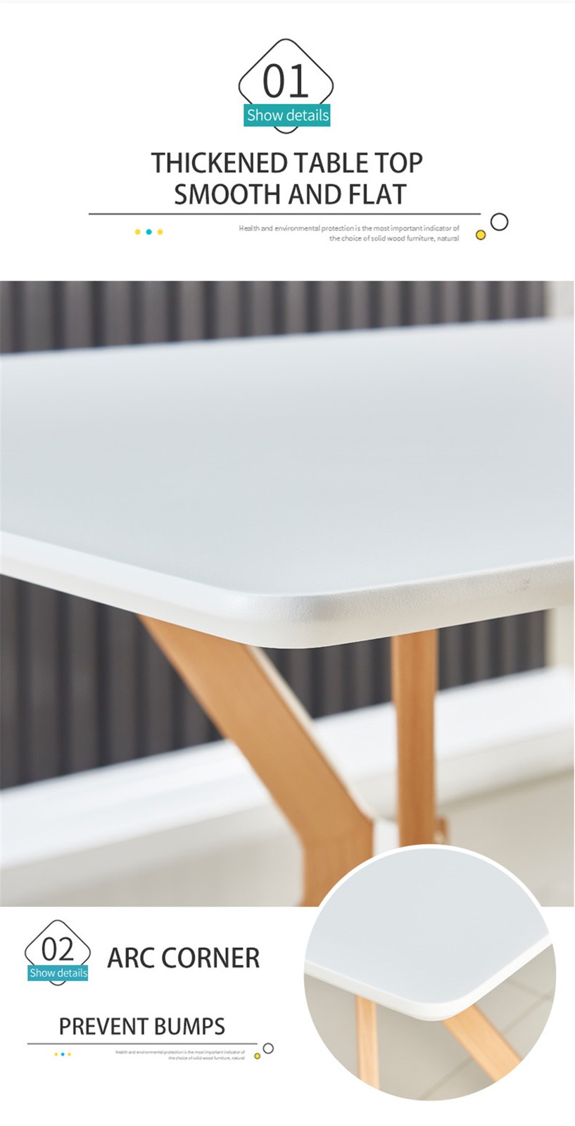 Modern Minimalist Dining Table MDF Top Metal Legs White 47.24″ x 28.74″