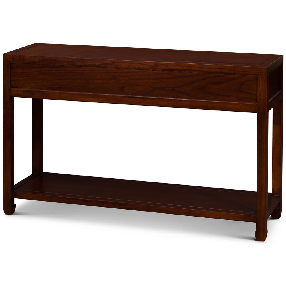 US SELLER – Mahogany Elmwood Chinese Ming Console Table with 3 Drawers and Shelf