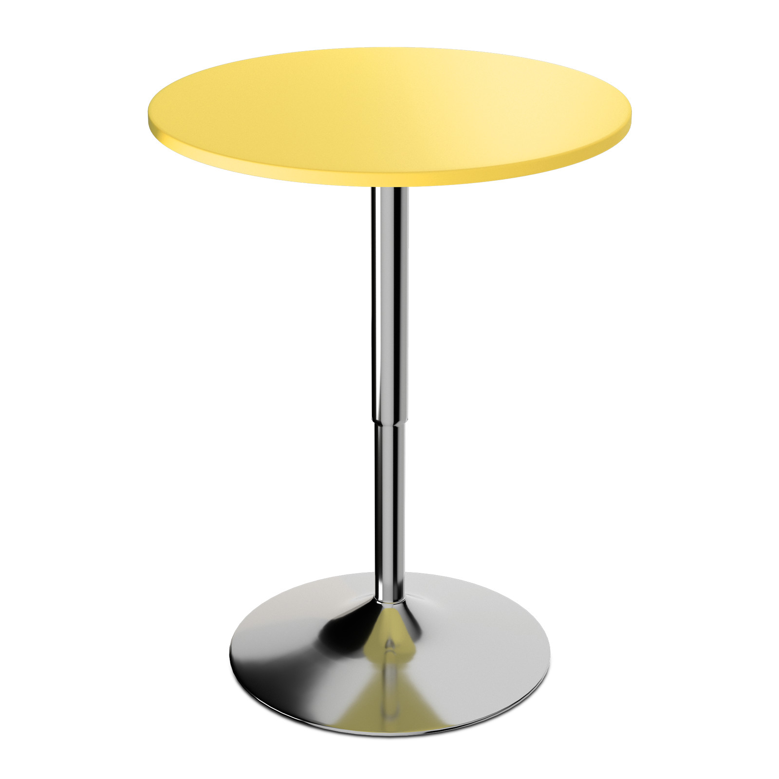 Yellow Adjustable Height Pub Bar Cocktail Table Wooden 360 Swivel Round Tabeltop