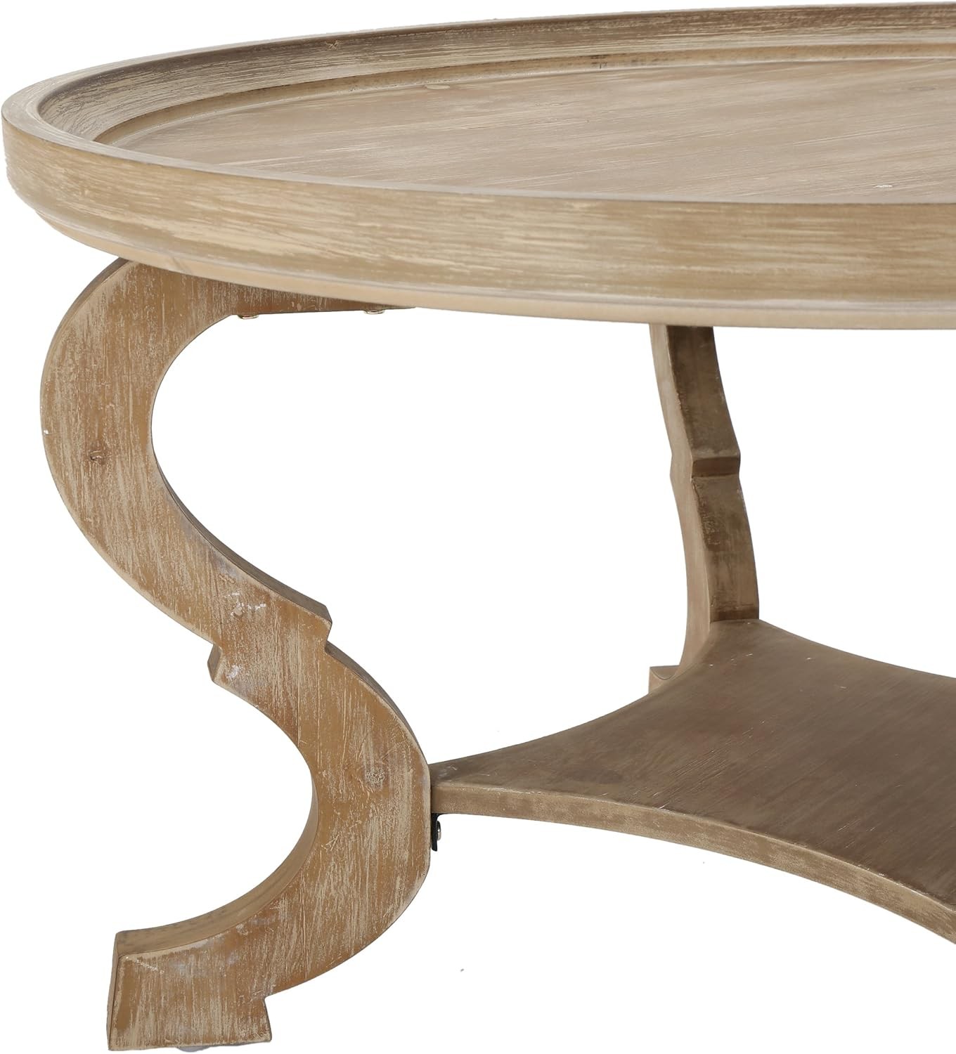 Althea Faux Wood Circular Coffee Table, Nature