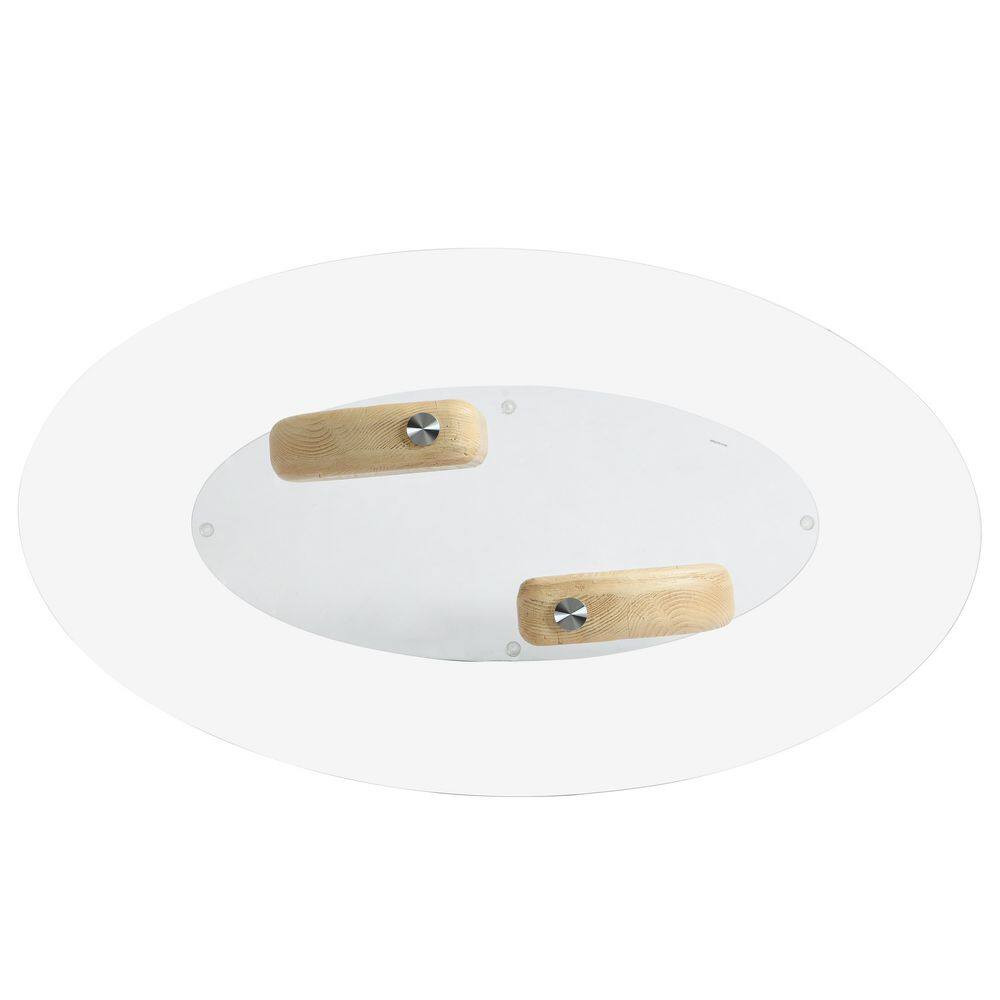 Oaklee 45.67 In. Natural Oval Glass Top Coffee Table with MGO Base
