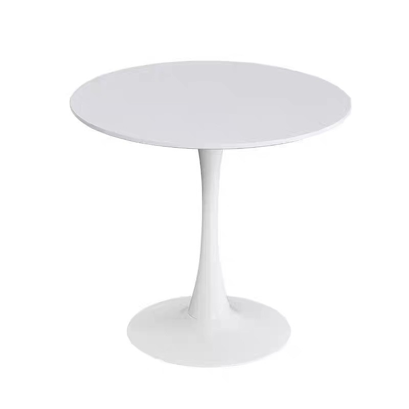 White Round Table 24″ Modern Dining Table MDF Top and Steel Base for Living Room