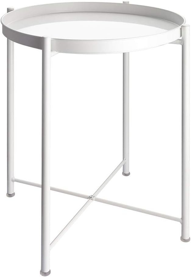 Versatile Folding Metal End Table with Removable Tray – Perfect for Any Room