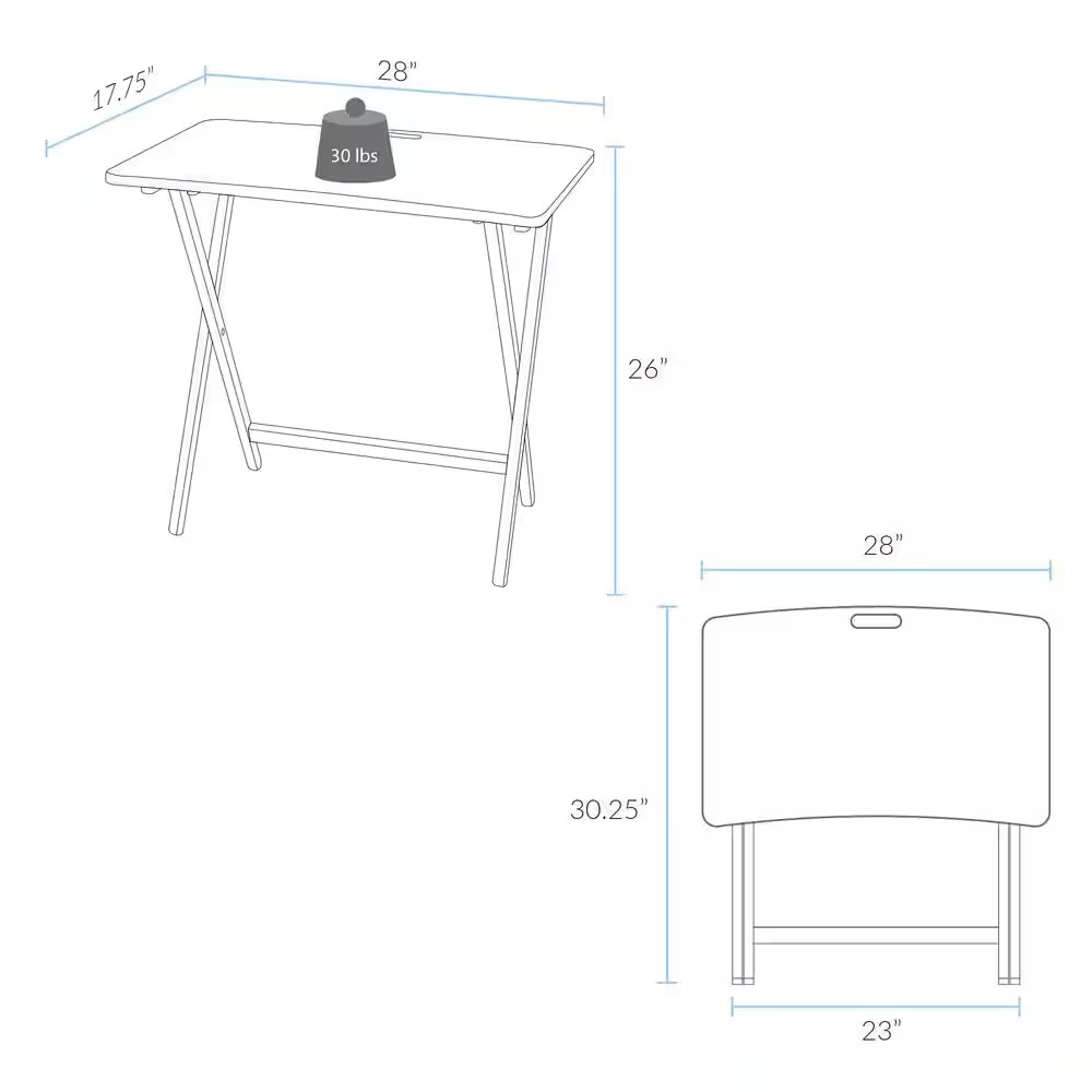 28 In. W Warm Brown New Color Solid Red Oak Wood Folding Table