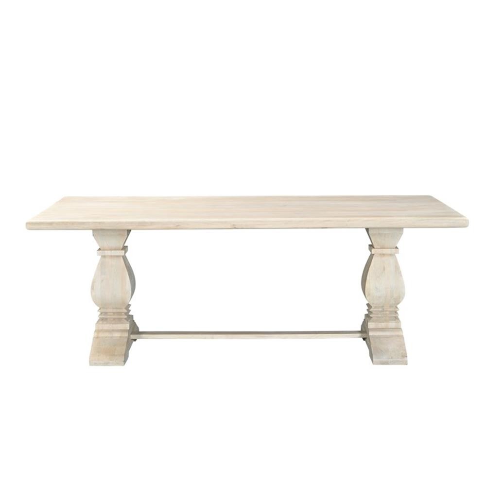 Pemberly Row 71″ x 39″ Rectangular Solid Mango Wood Dining Table in White Wash