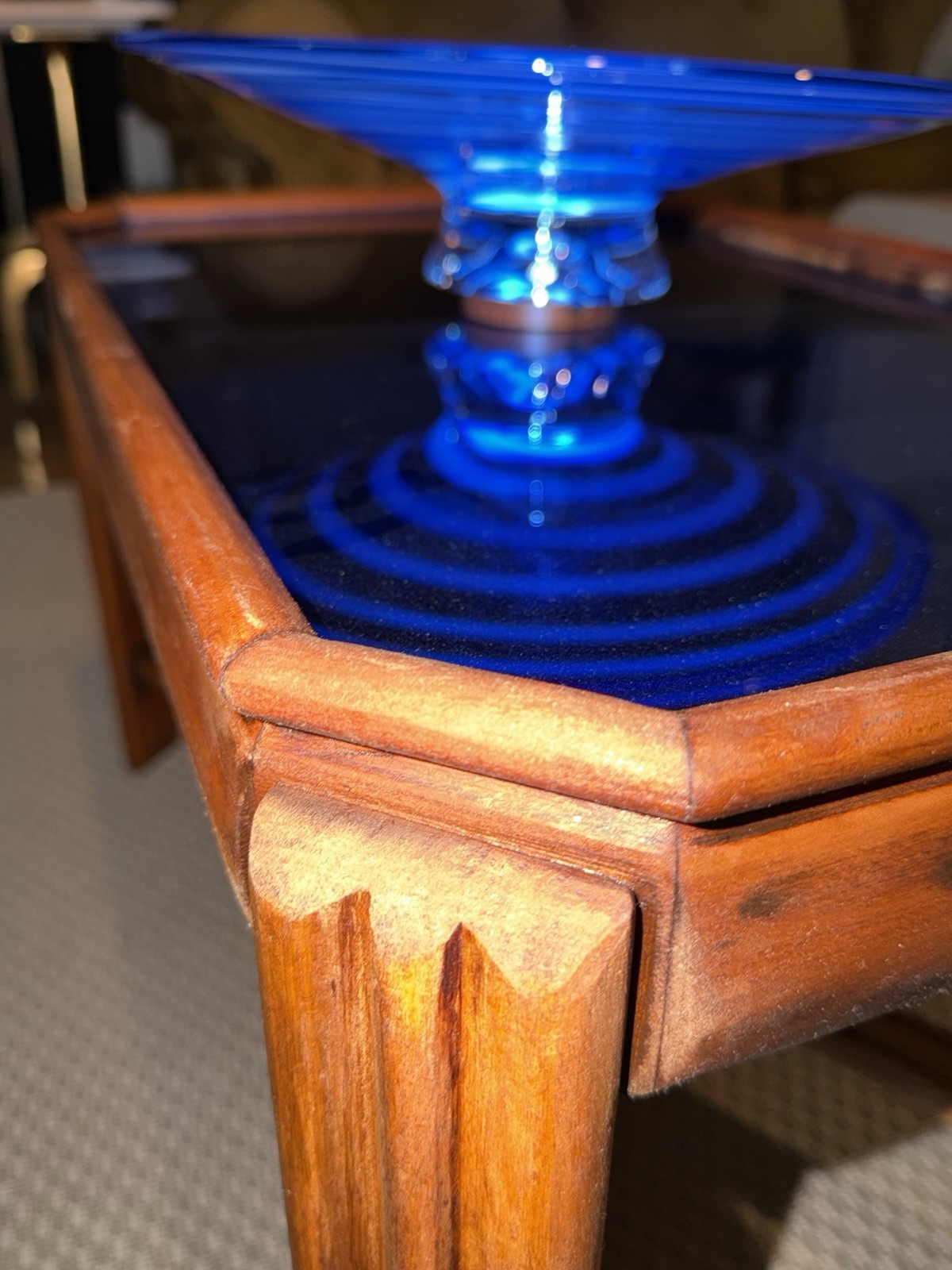 art deco cobolt chrome wood coffee table “refinished”