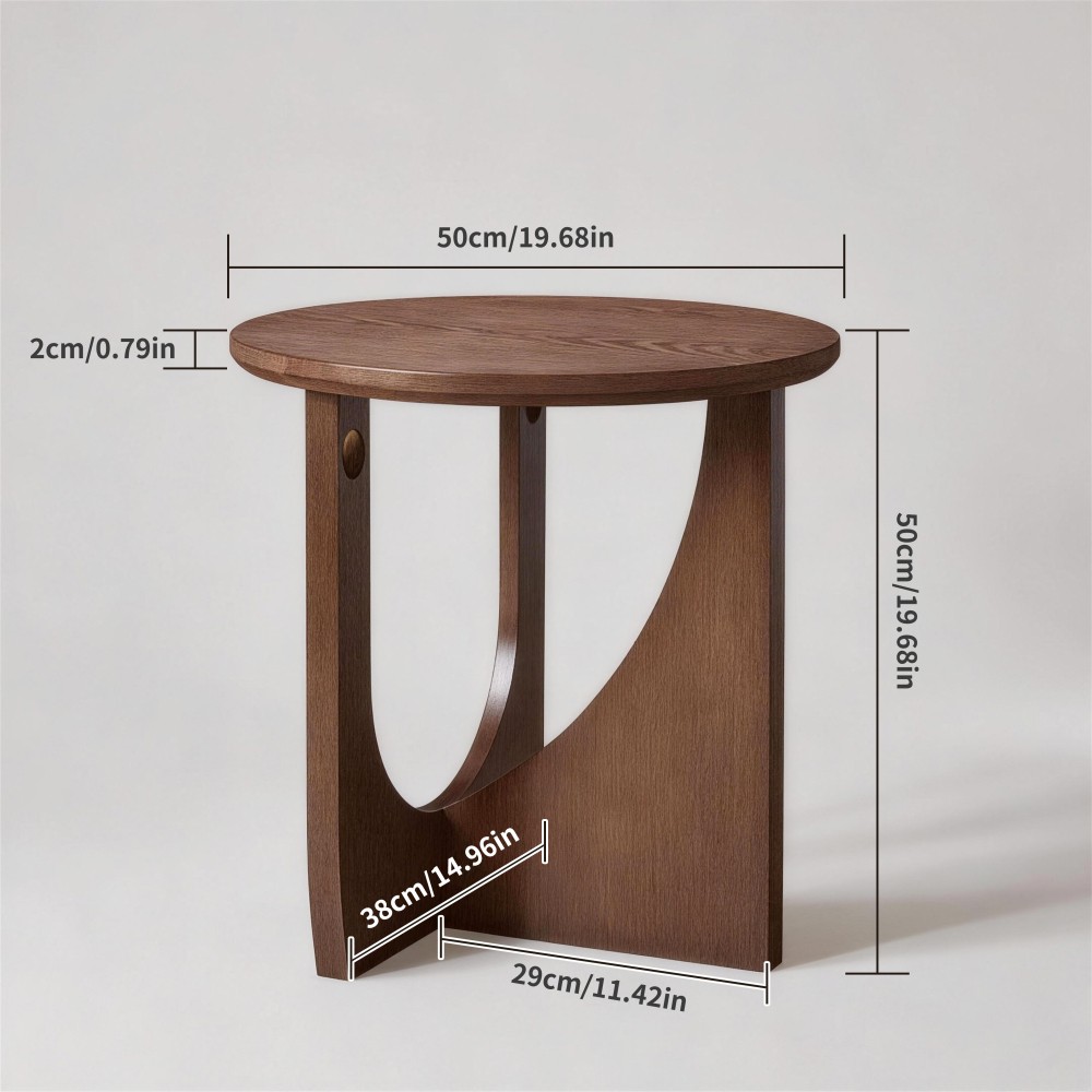 2-Piece Solid Wood Edge Table Set, Natural Wood, Minimalist Center Table