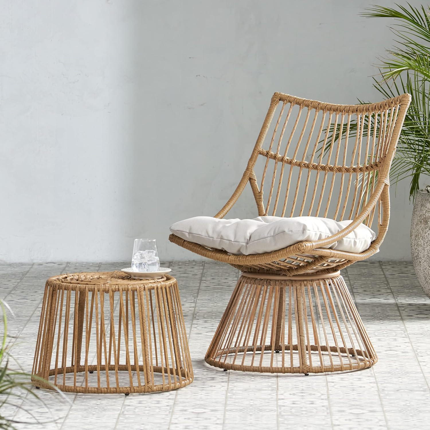 Caryl Light Brown and Beige End Table – Stylish Accent for Any Room