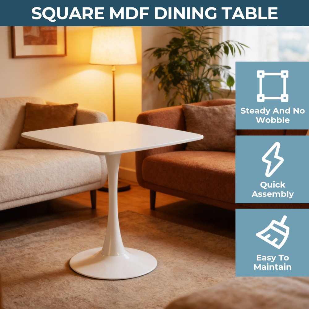 Square Tulip Dining Table for 2-3 Persons, 24 Inch Small Kitchen Table with Stur