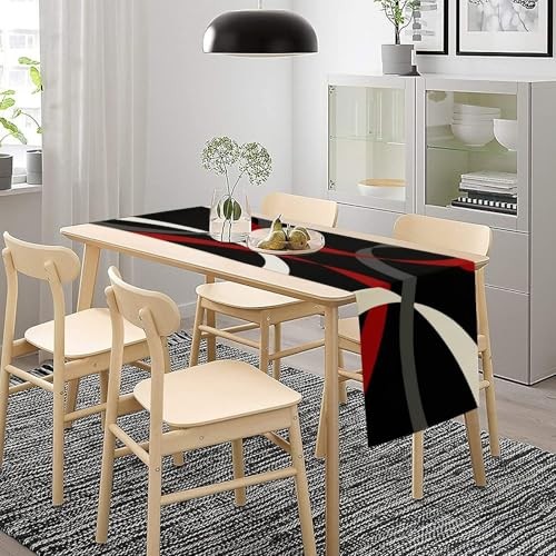 Abstract Geometric Table Runner Grey and White 13″W x 36″L (Pack of 1) Red