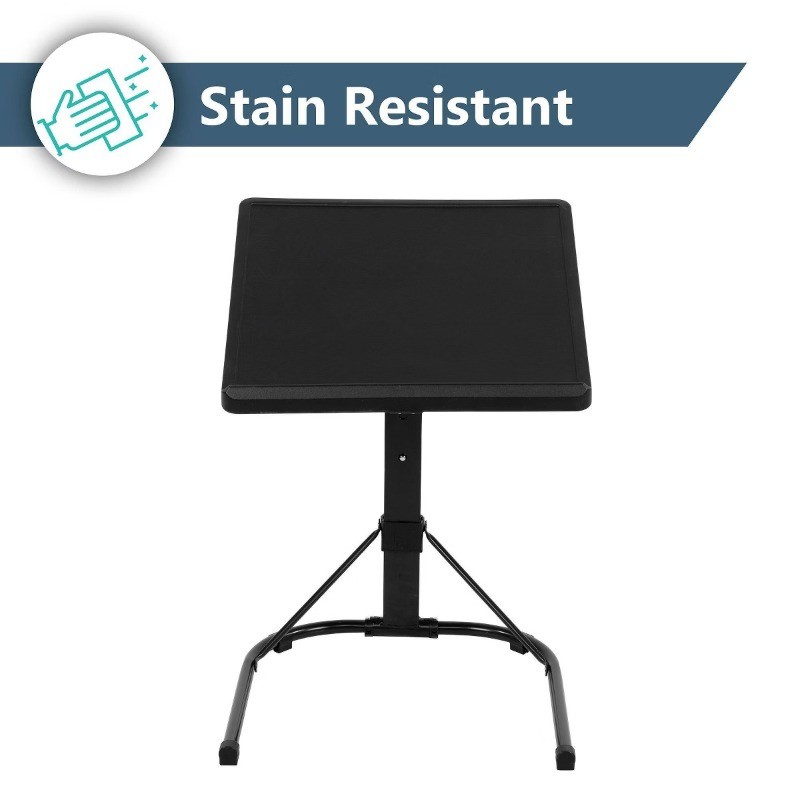 Adjustable Height Folding Tray Table Black