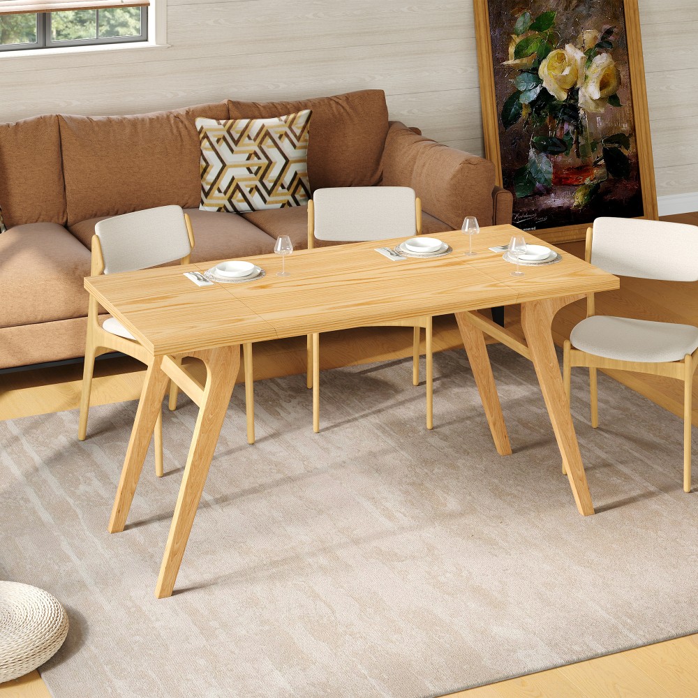 2-in-1 Natural Wood Coffee Table, Transformer to Dining Table, Height Adjustable
