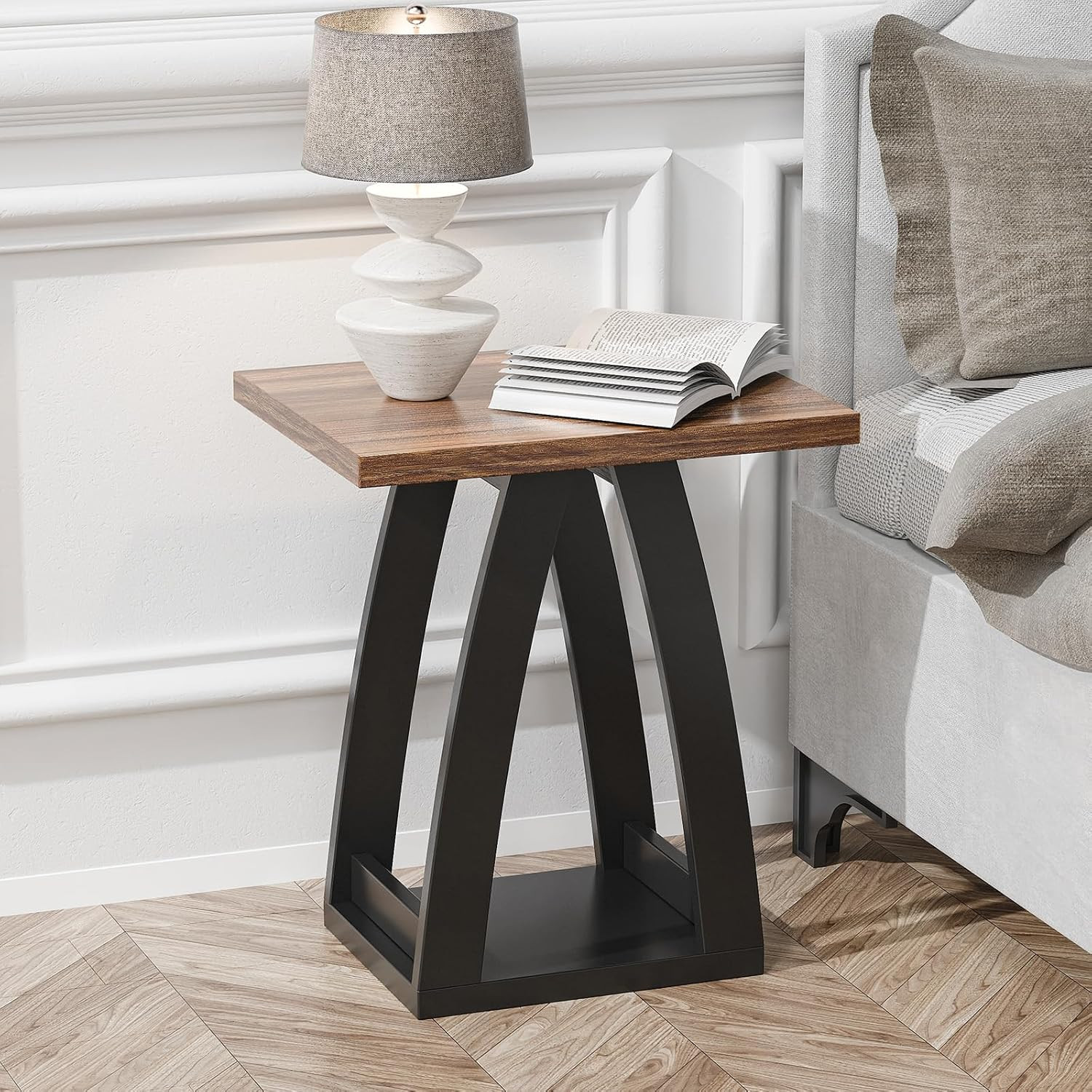 Modern End Table with Shelf – Stylish Nightstand for Living Room & Bedroom