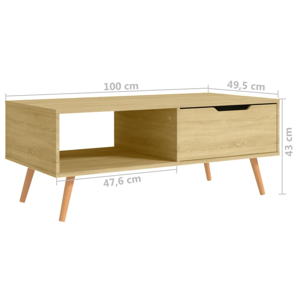 Coffee Table Sonoma Oak Engineered Wood, MDF 39.4 x 19.5 x 16.9 in