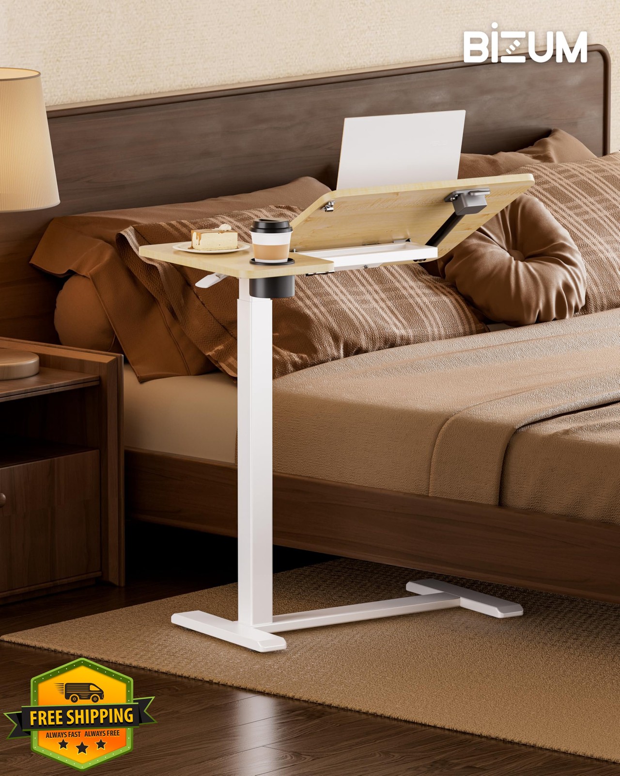 BIZUM 27.6×15.8 Maple Overbed Table