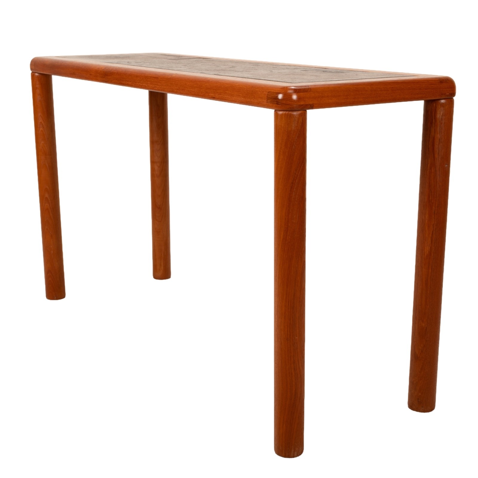 1970s Haslev Teak Console Sofa Table Slate Tile Top Made in Denmark Danish Mod