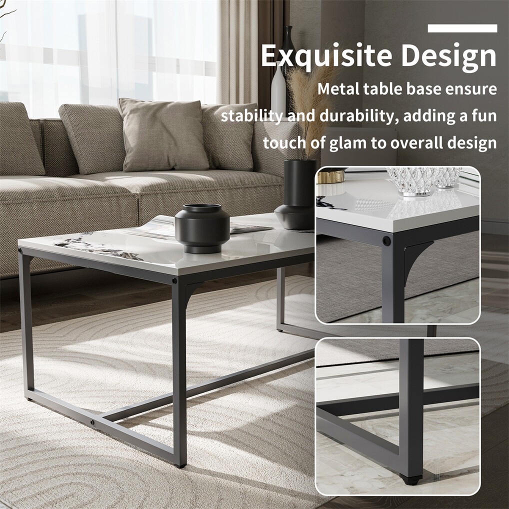 Glossy Sintered Stone Coffee Table Living Room Accent Table Quick Installation