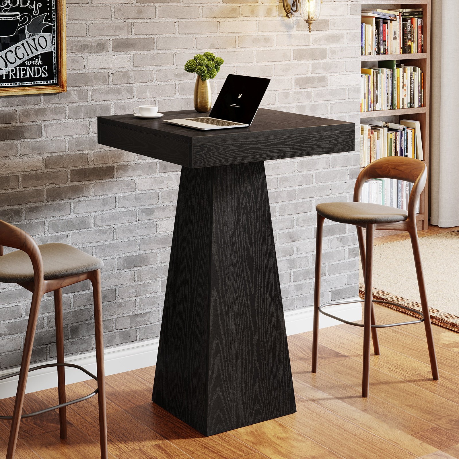 39.9″ High Bar Table, Square Pub Table for Small Bars,Dining Room,Kitchen Black