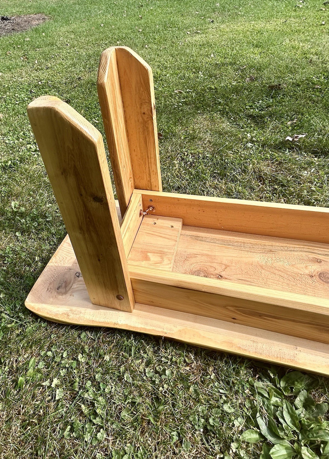 Thick Live Edge Coffee Table Bench Natural Light Finish Northern White Cedar CTA